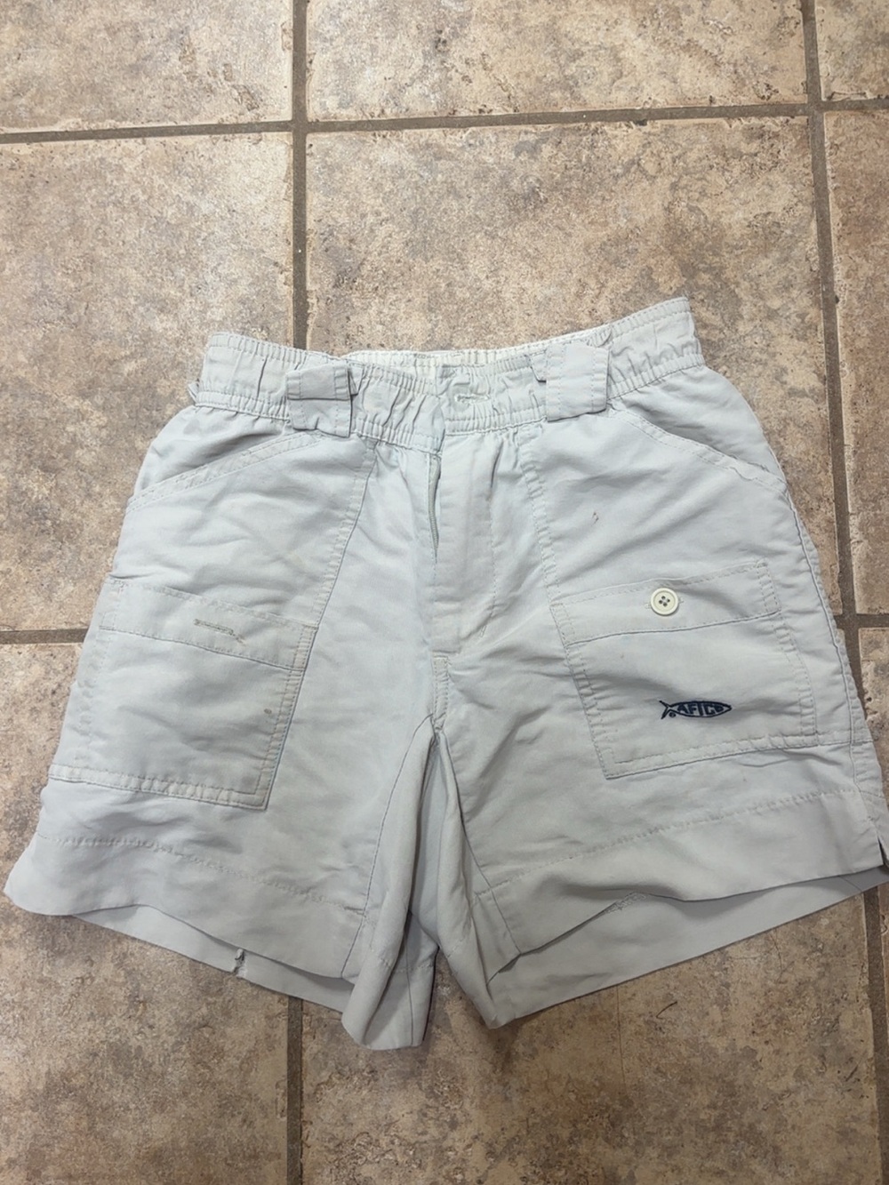 Kids Khaki AFTCO fishing Cargo Shorts